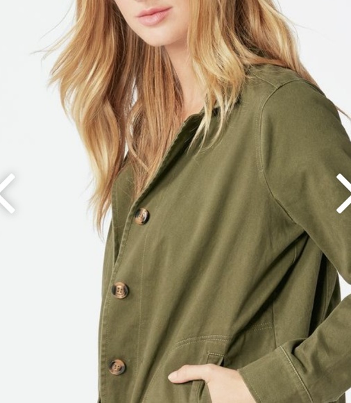 JustFab Embroidered Army Jacket Dark Olive L, XL - Picture 6 of 8